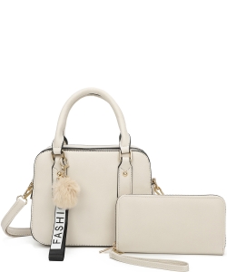 Fashion Top Handle 2-in-1 Satchel Bag LF22929 BEIGE